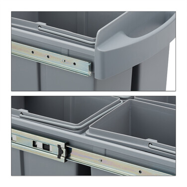 Relaxdays Einbaumülleimer Grau Deluxe 4x8L