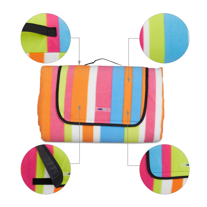 Relaxdays XXL Picknickdecke 200x300 cm gestreift