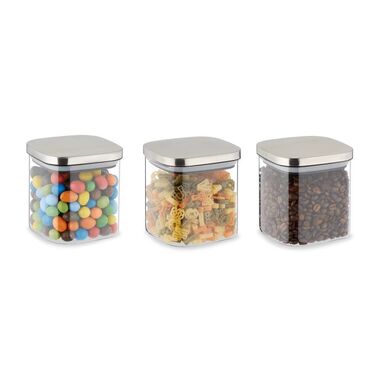 Relaxdays 3er Set Vorratsgläser mit Deckel 600 ml
