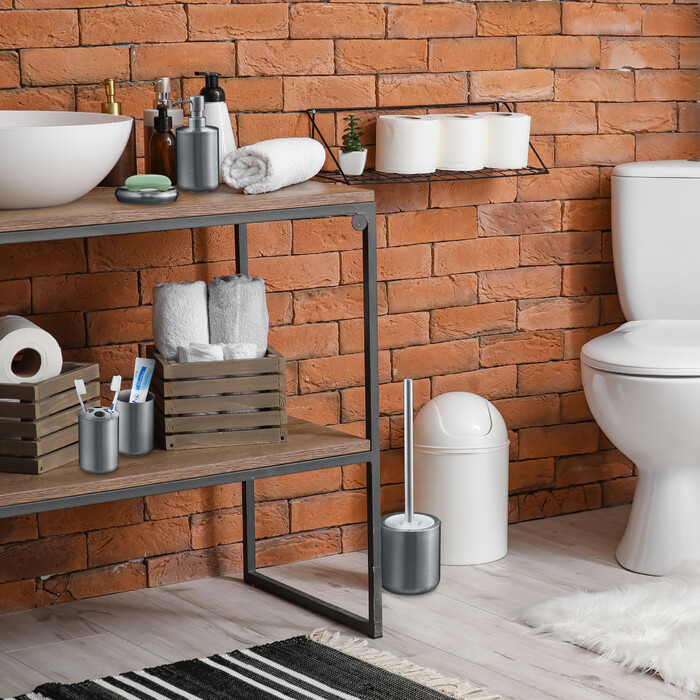Relaxdays 5-tlg. Badezimmer Set Edelstahl