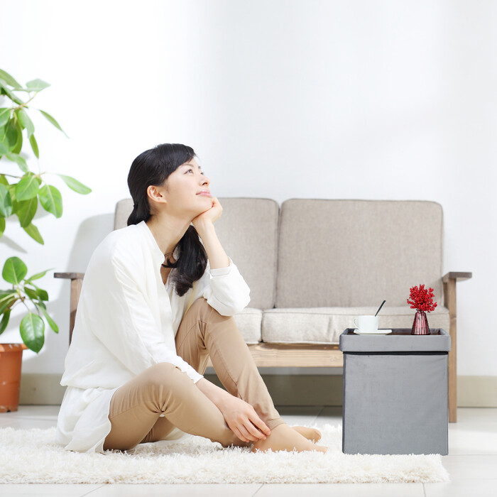 Relaxdays Samthocker mit Tablett