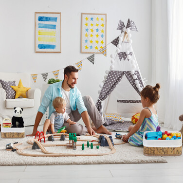 Relaxdays Aufbewahrungskorb 3er Set aus Bambus