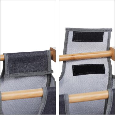 Relaxdays Wäschekorb Regal, Bambus, ausziehbar, 73x36,5x33 cm, 2 Fächer & 1 Ablage, Natur/grau