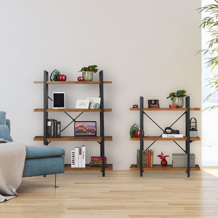 Relaxdays Bücherregal Industrial mit 4 Ebenen