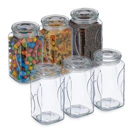 Relaxdays 6er Set Vorratsgläser mit Deckel 1000 ml