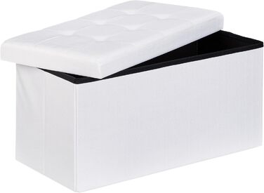 Relaxdays Faltbare Sitzbank XL mit Stauraum, Sitzcube & Fußablage, 38x76x38 cm, weiß