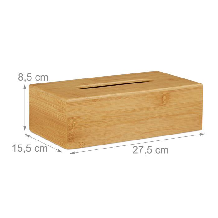Relaxdays Kosmetiktücherbox Bambus 27,5 cm
