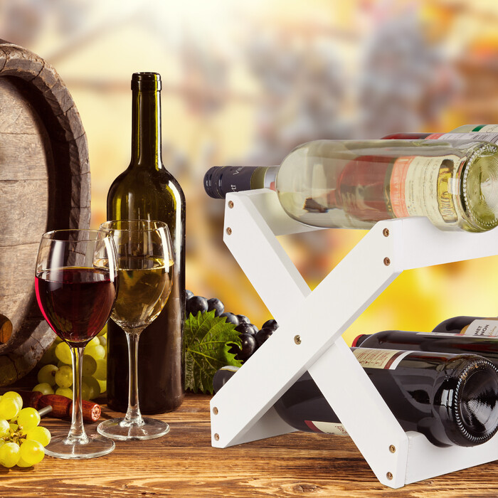 Relaxdays Weinregal Bambus X shape weiß