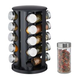 Relaxdays Edelstahl Gewürzkarussell mit 20 Gläsern