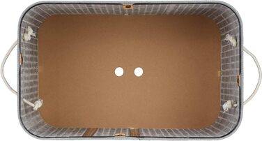 Relaxdays Wäschekorb Bambus, rechteckiger Wäschesortierer, 2 Fächer, Klappdeckel, faltbar, 95 l, (Grau)
