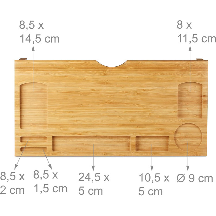 Relaxdays Monitorständer Bambus, Bildschirmerhöhung mit Stauraum, 9x60x30cm