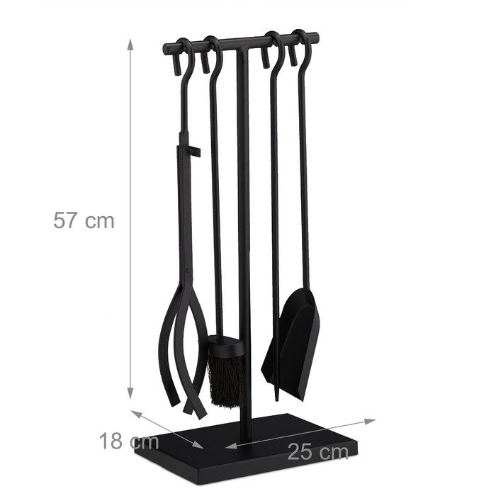 Relaxdays Kaminbesteck schwarz 5 tlg.