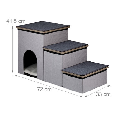 Relaxdays Hundetreppe 3 Stufen mit Höhle