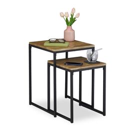 Relaxdays Beistelltisch 2er Set Holzoptik