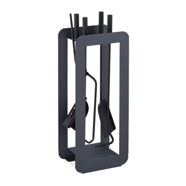 Relaxdays 5-teiliges Kaminbesteck in Grau/Schwarz