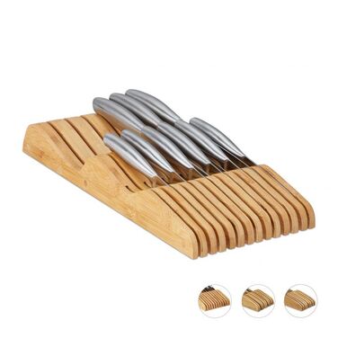 Relaxdays Messerblock Bambus für Schublade