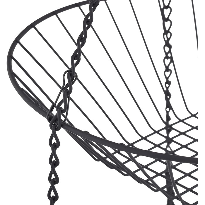 Relaxdays Hänge-Obstkorb, 73x28 cm, 3 Etagen, Stahl, runder Hängekorb, schwarz