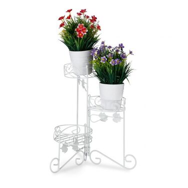 Relaxdays Blumenständer Metall weiß
