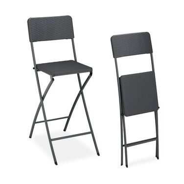 Relaxdays 2er Set Barhocker Rattan