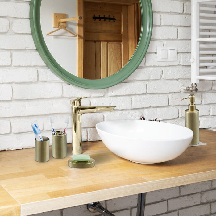 Relaxdays 4-tlg. Badezimmer Set in Gold