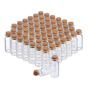 Relaxdays Mini Glasfläschchen mit Korken 60er Set
