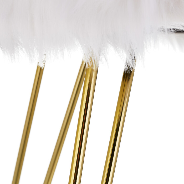 Relaxdays Fellhocker Kunstfell Weiß-Gold