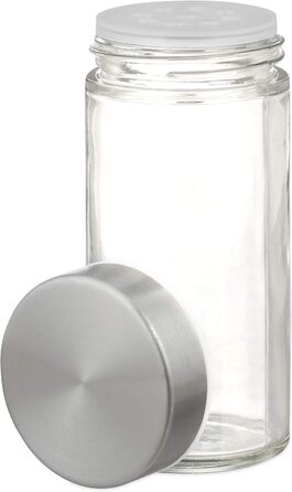Relaxdays Gewürzkarussell, 20 Gläser, 360° drehbar, Edelstahl/Glas, HxD 39x22 cm, rund, silber, 1 Stk.