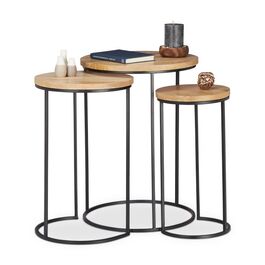 Relaxdays Beistelltisch 3er Set Mangoholz