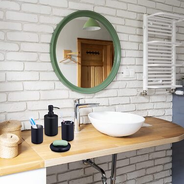 Relaxdays Badezimmer Set, 5-teilig, Badbecher, Zahnbürstenhalter, Seifenspender- & Schale, Klobürste, Edelstahl, schwarz, 10038871