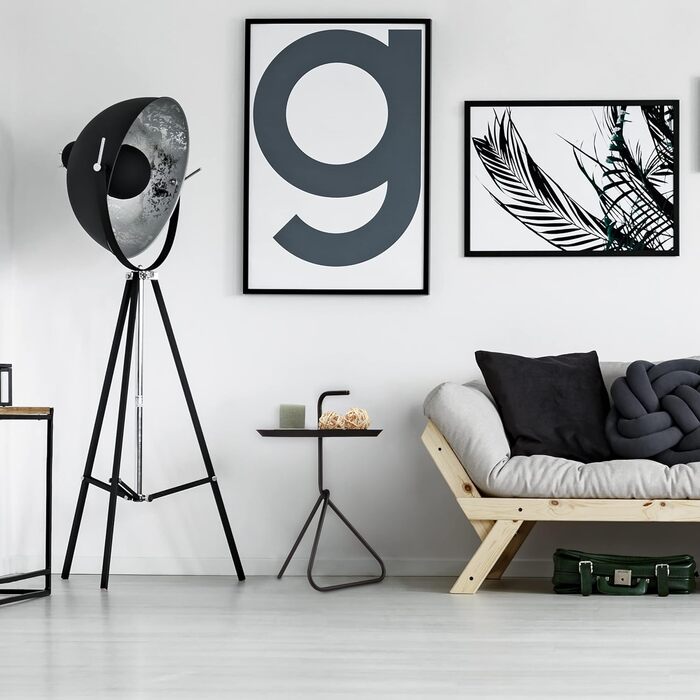 Relaxdays, schwarz Beistelltisch aus Metall, Runder Ablagetisch mit Tragegriff, Moderner Couchtisch, HxD ca. 59 x 40cm, Standard