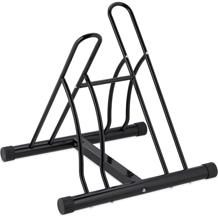 Relaxdays Fahrradständer Boden, für 2, 60 mm Reifenbreite, Metall, Garage, Fahrrad-Abstellständer, schwarz