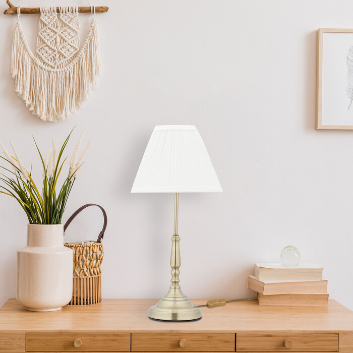 Relaxdays Tischlampe weiß gold