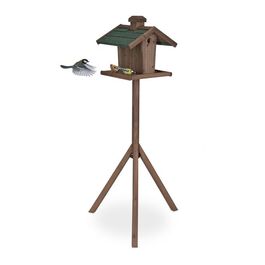 Relaxdays Braunes Vogelfutterhaus mit Ständer